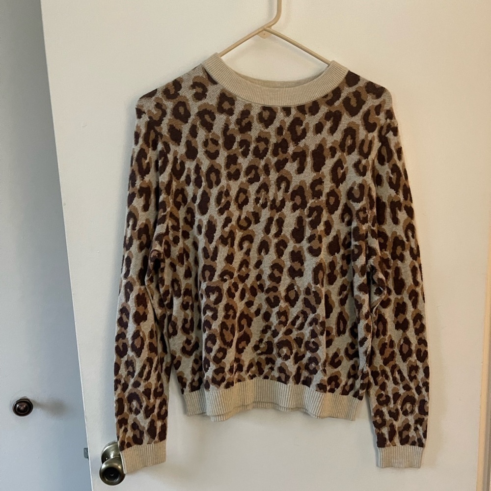 Leopard print crew neck sweater